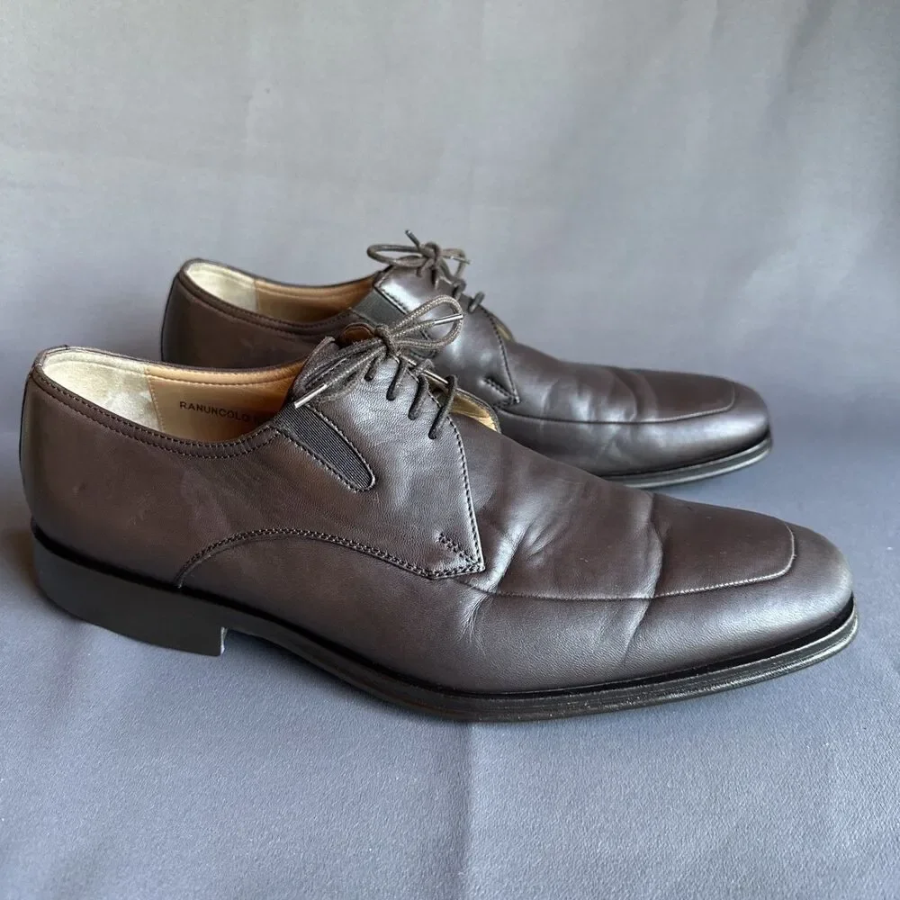Bruno Magli Ranuncolo Deer Brown Leather Apron Toe Lace up Derby Italy Men 11 M